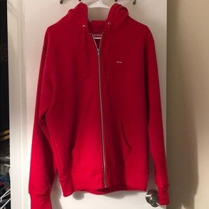 Red Supreme zip-up hoodie men’s size M